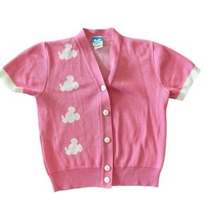 Vintage Disney Character Fashions Pink Mickey Mouse Short Sleeve Cardigan Small